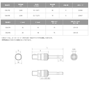 TKO様　追加分 Amazon | トップ (TOP) 電動ドリル用 強軸 ソケットアダプター